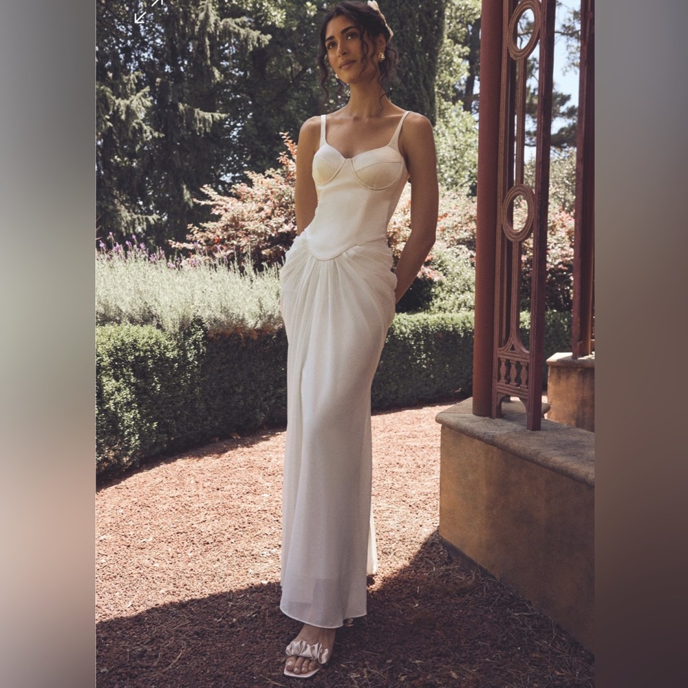 MESHKI Leila Satin Corset Maxi Dress